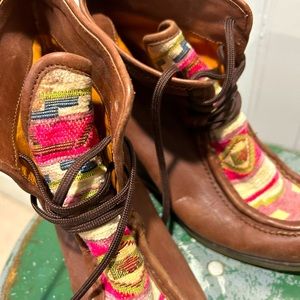 Anthro Tapestry Heeled Booties